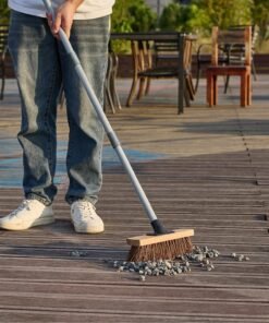 Alternative view of 10IN Outdoor Garden Broom Heavy Duty with Long Handle(55IN), Yard Sweeping Brush with Natural Bassine Hard Bristle & Metal Poles, Stiff Broom for Decking, Driveway, Garage, Garden, Yard