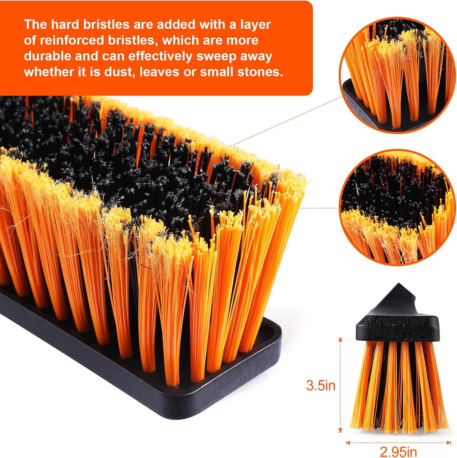 66in Broom has a Sturdy,Rust-resistant Handle,Stiff Bristles for Sweeping up Large Areas of Fallen LeavesใGravelใDebris - Image 3