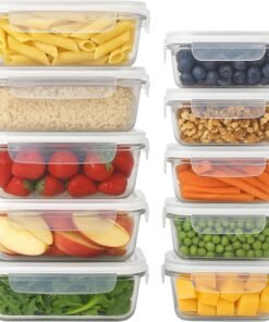 Housewares Glass Containers with Airtight Lids - 10 Pack - 2 Sizes (1040ml | 370ml) Lunch Box Tubs BPA-Free Meal Prep Containers Reusable Leak Proof Food Storage Tubs, Oven Safe, Freezer Safe